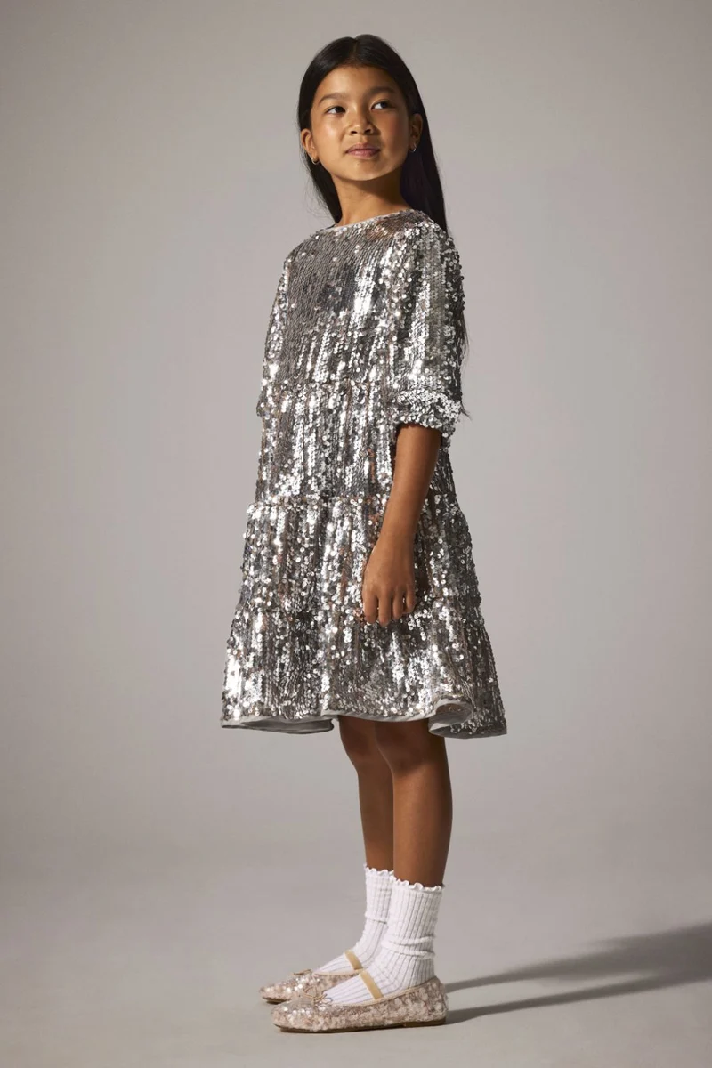 Name It - Nkfriscing 3/4 Sl Dress - 4874447 Silver
