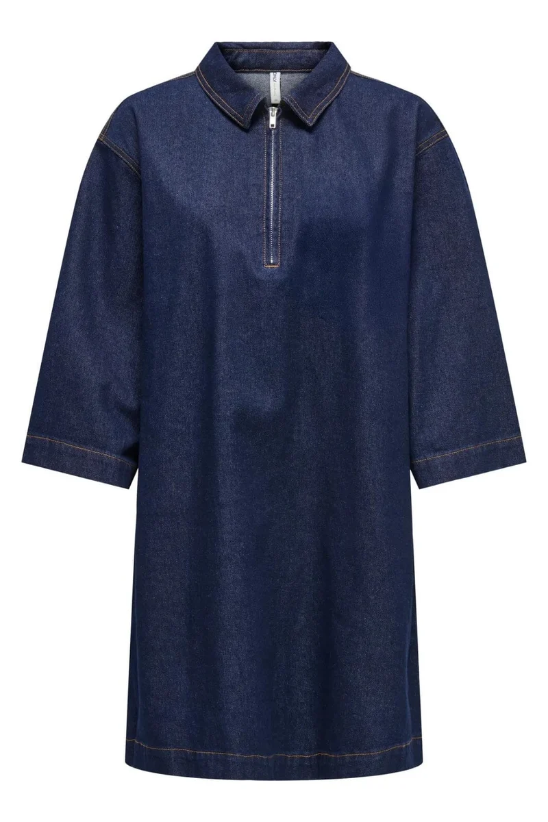 Only - Onlmiles 3/4 Zip Dress Gua - 4935217 Dark Blue Denim