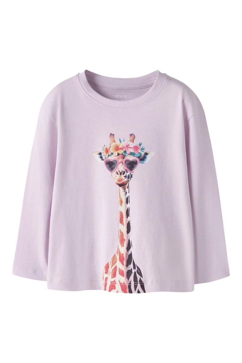 Name It - Nmfvotea Ls Nreg Top - 5003666 Lavender Fog Giraffe Sunglasses