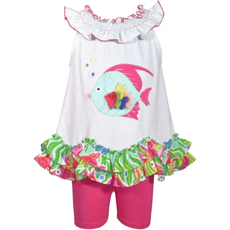 Little Girls Summer Fish Short Set