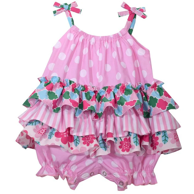 Bonnie Jean Baby Girl's Mixed Print Pink Coverall