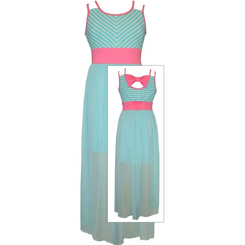 Bonnie Jean Tween Girls Mint Chevon to Sheer Maxi Dress