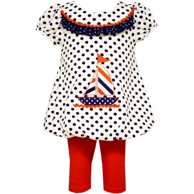 Bonnie Jean Little Girls Sailboat Dot Tunic Legging Set