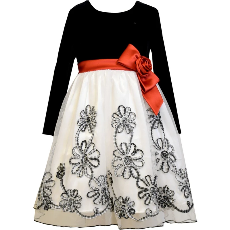 Bonnie Jean Little Girls Black White Check Bonaz Party Dress 3T - 4