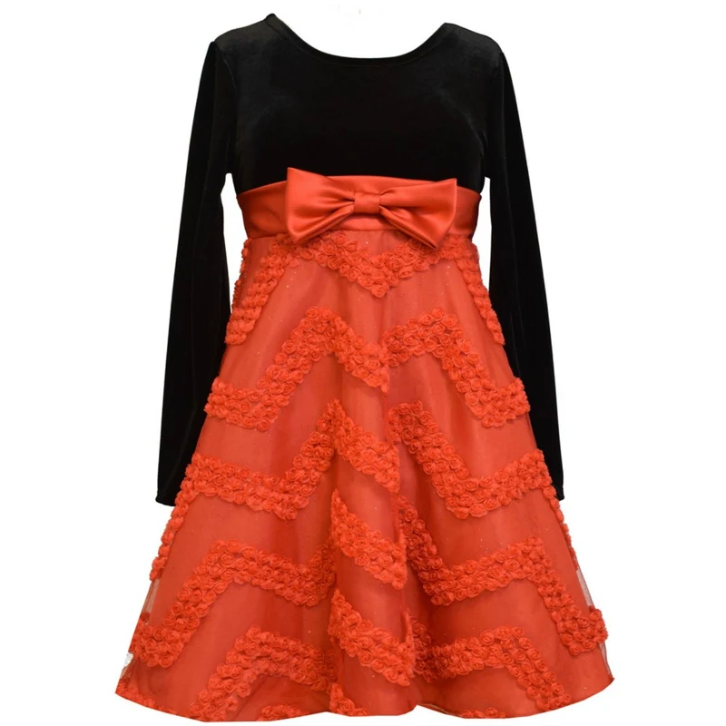 Bonnie Jean Little Girls Black Red Chevron Bonaz Party Dress