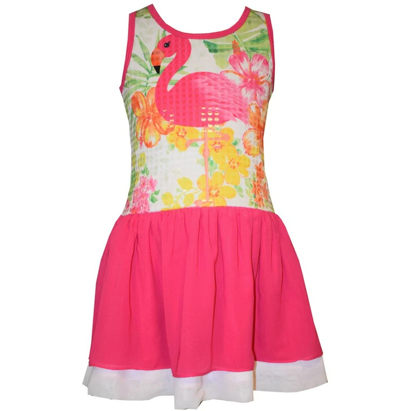 Bonnie Jean Girls Flamingo Sequin Sundress 4- 5