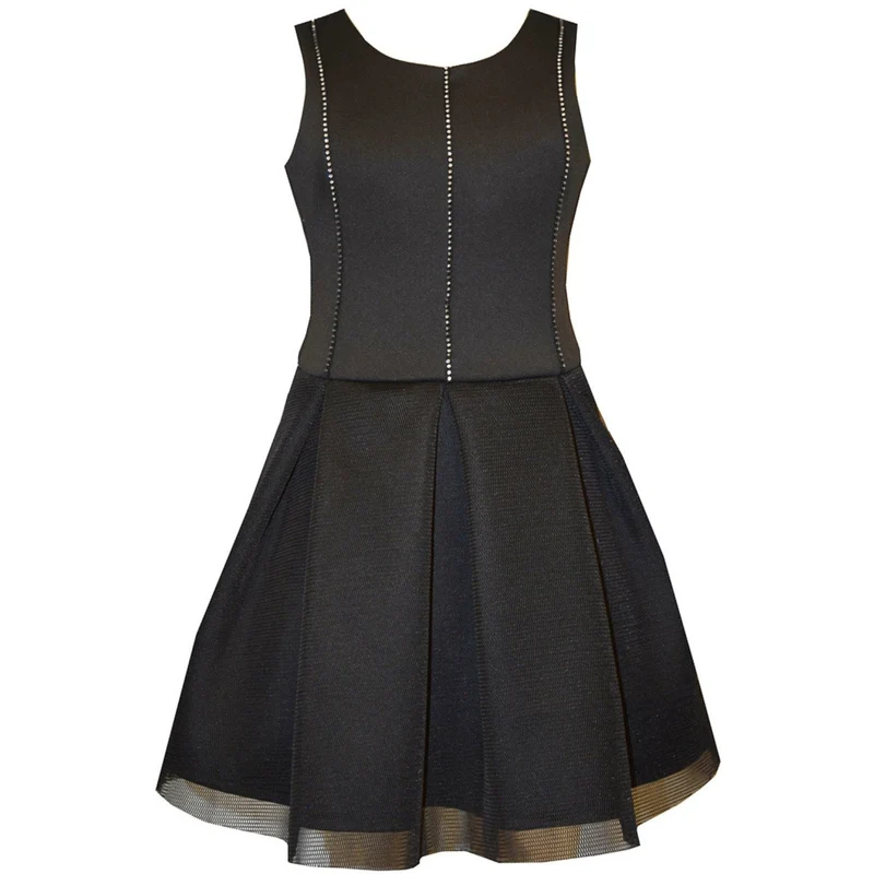 Bonnie Jean Girls Black Formal Party Dress with Sparkle Trim
