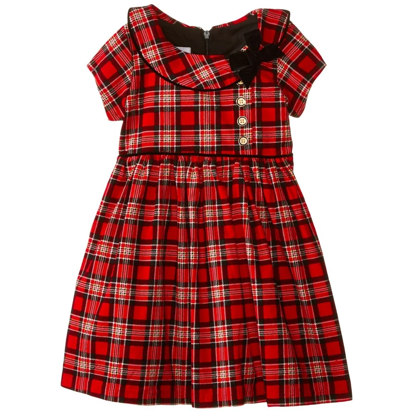 Bonnie Jean 4-16 Red Plaid Collar Dress CLEARANCE