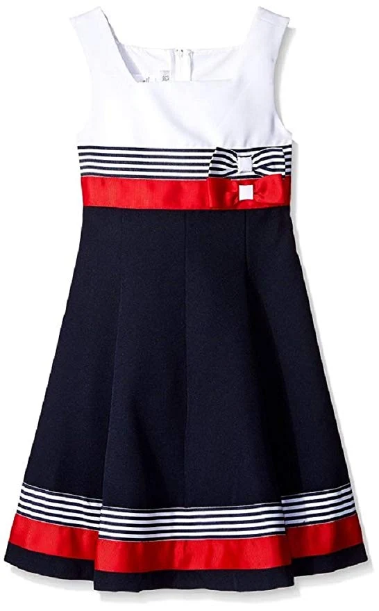 Bonnie Jean Girls Nautical Colorblock Dress