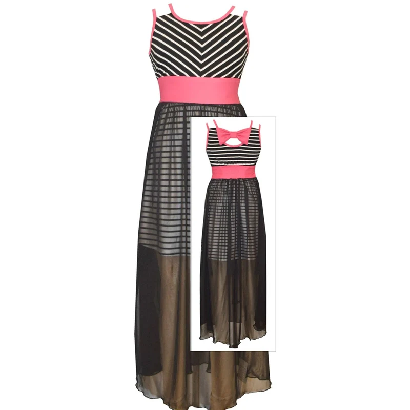 Bonnie Jean Big Girls Chevron Black Maxi Dress Size 8