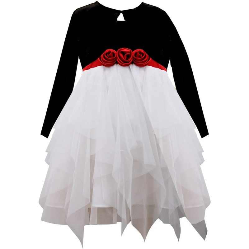 Bonnie Jean Big Girls Black White Tulle Cardigan Dress