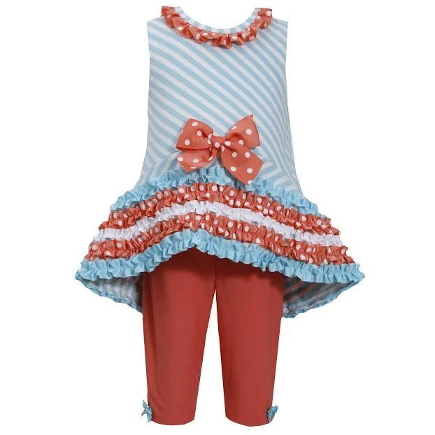 Bonnie Jean Baby-Girls Turq Stripe Dot Ruffle Legging Set