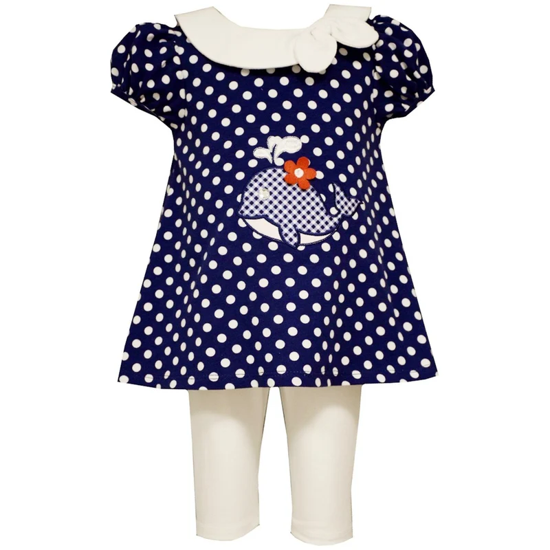 Bonnie Jean Baby or Toddler Girls Dotted Whale Tunic Legging Set