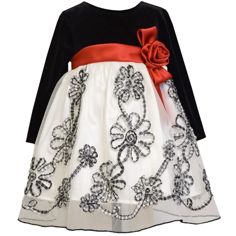 Bonnie Jean Baby Girls Black White Check Bonaz Party Dress