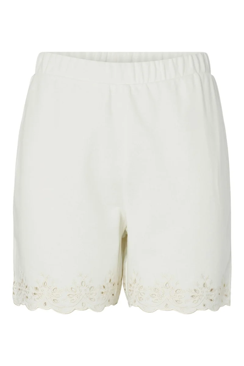 Pieces - Pcchilli Summer Broderi Shorts - 4984242 Cloud Dancer