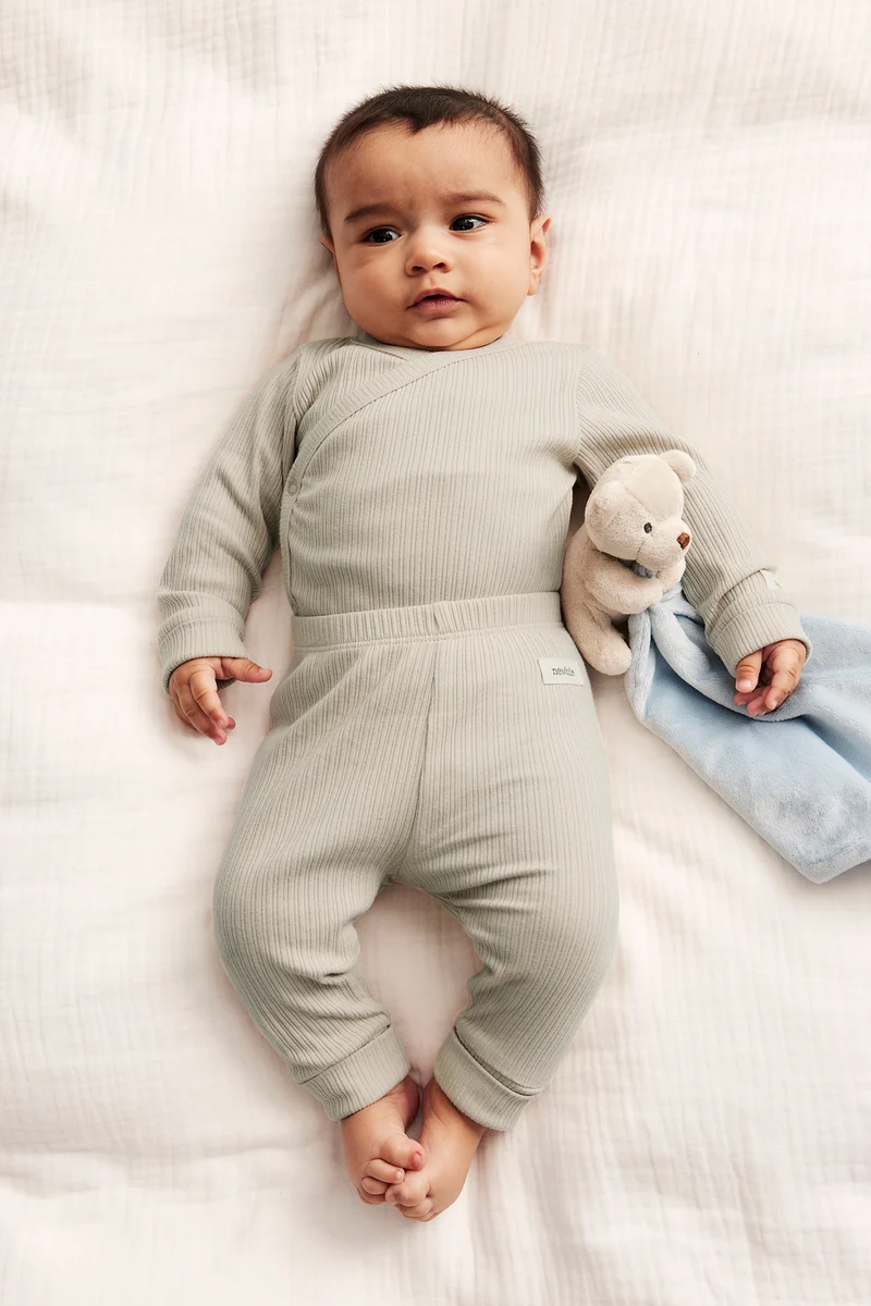 Baby beige ribbed leggings