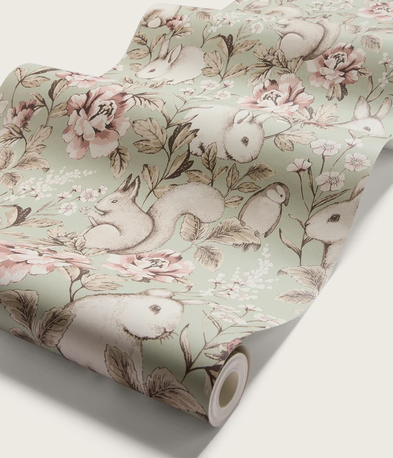 Magic Forest green animal wallpaper
