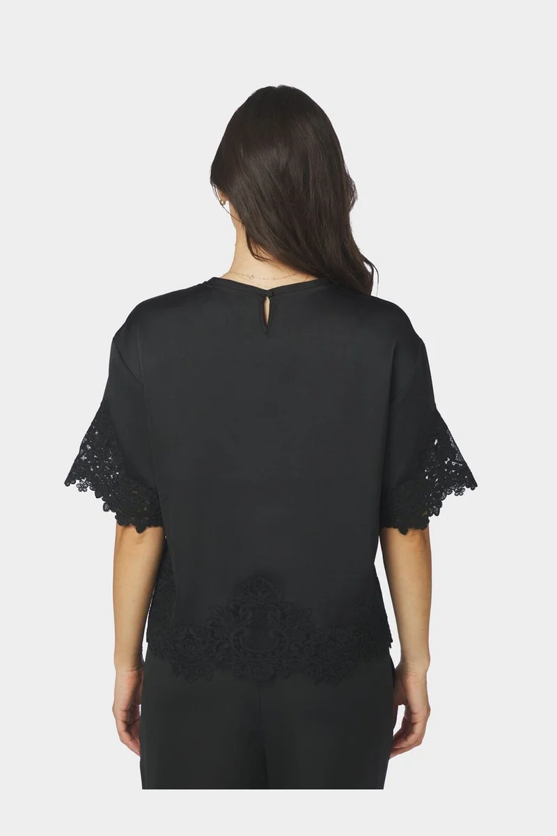 Neo Noir - Elle Heavy Sateen Lace Top 170661 - 100 - Black