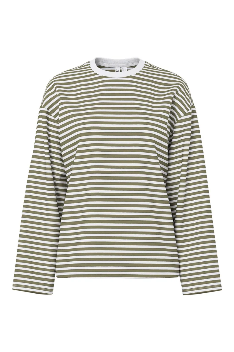 Pieces - Pcsadie Ls Top - 5162820 Bright White Burnt Olive