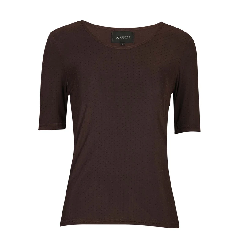 Liberte - Mesh Ss Tshirt, Dot 22011 - Dark Brown