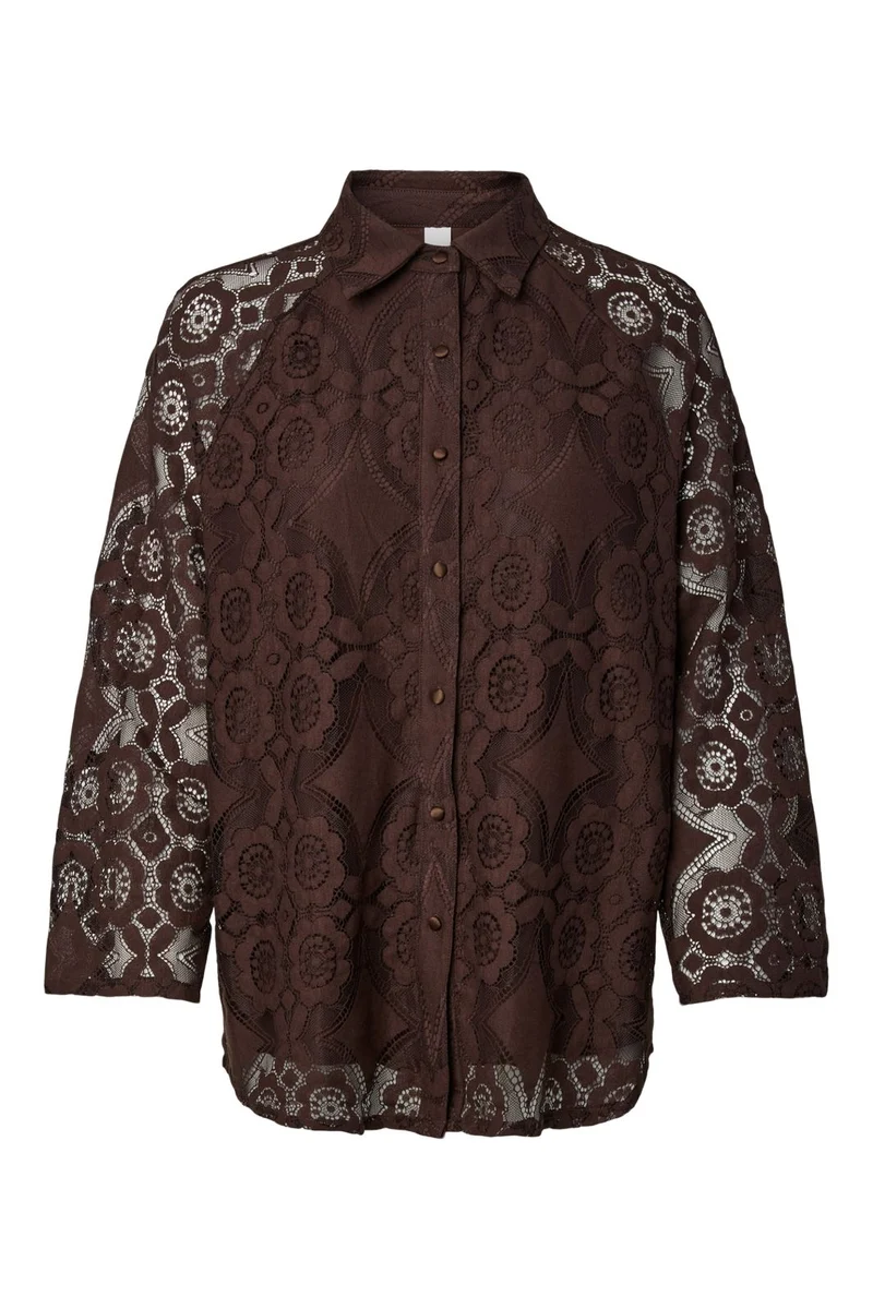 YAS - Yasalmi 7/8 Lace Shirt - 5090678 Coffee Bean