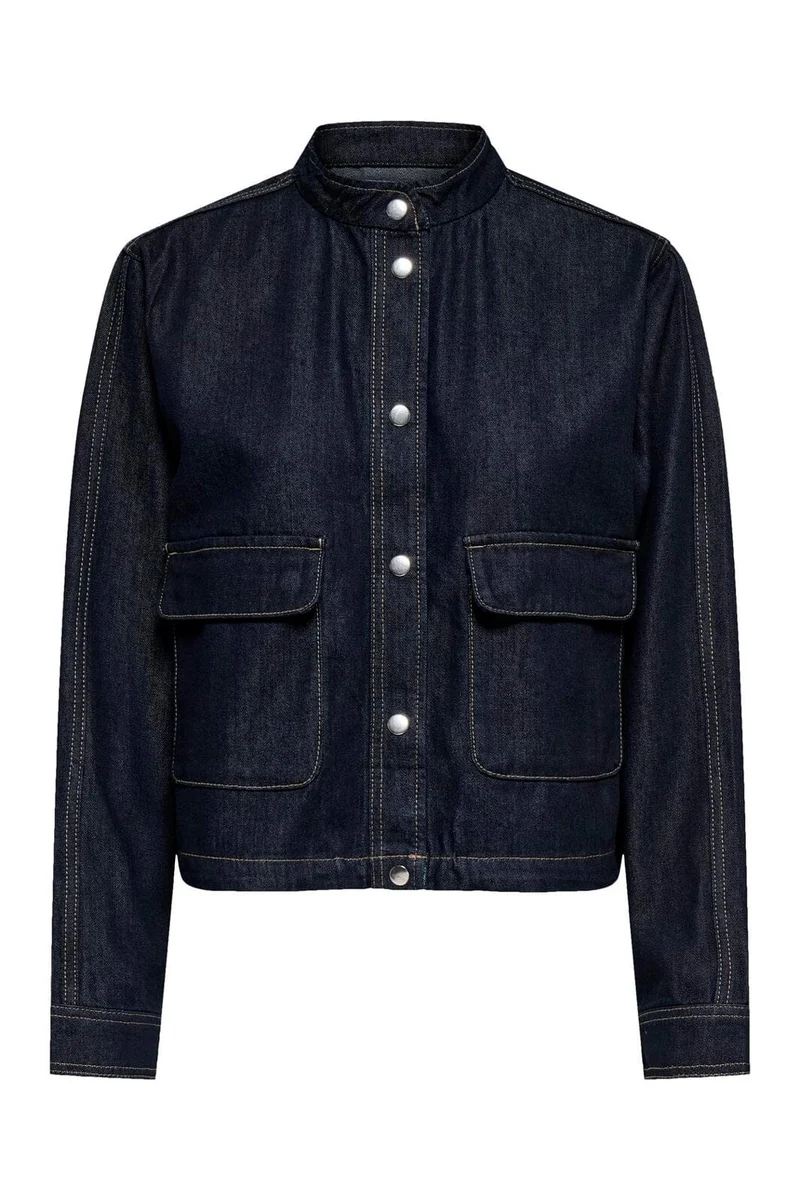 JDY - Jdysansa Bubble Hem L/S Jacket - 5041200 Dark Blue Denim Rinse