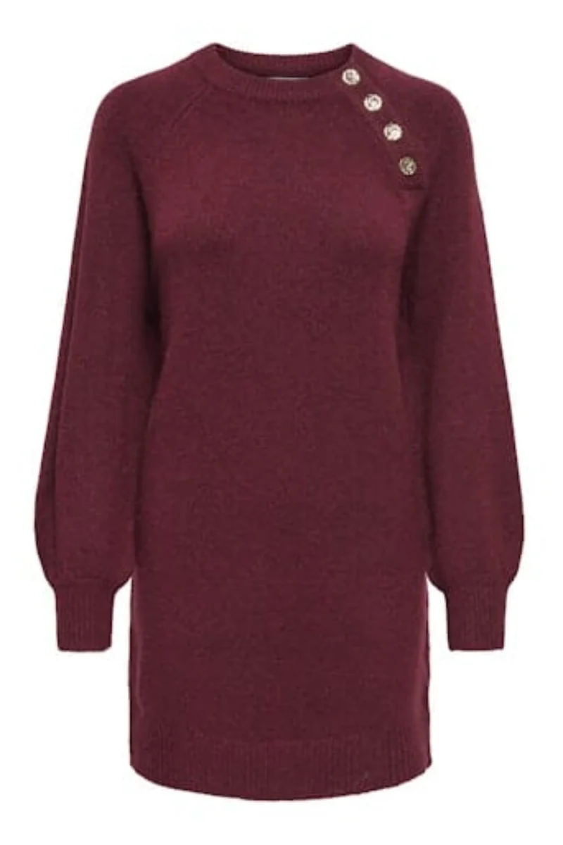 Only - Onlemma Life Ls Button Onec Dress Cc Knt - 4853471 Cabernet Melange/Gold Button