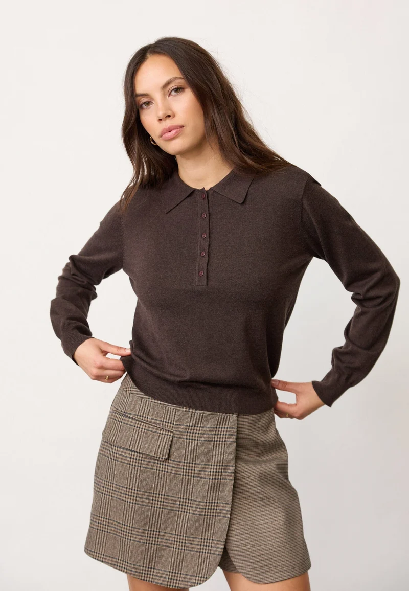 Co´Couture - Corycc Padded Polo Knit 500212 - 20003 - Dark Brown