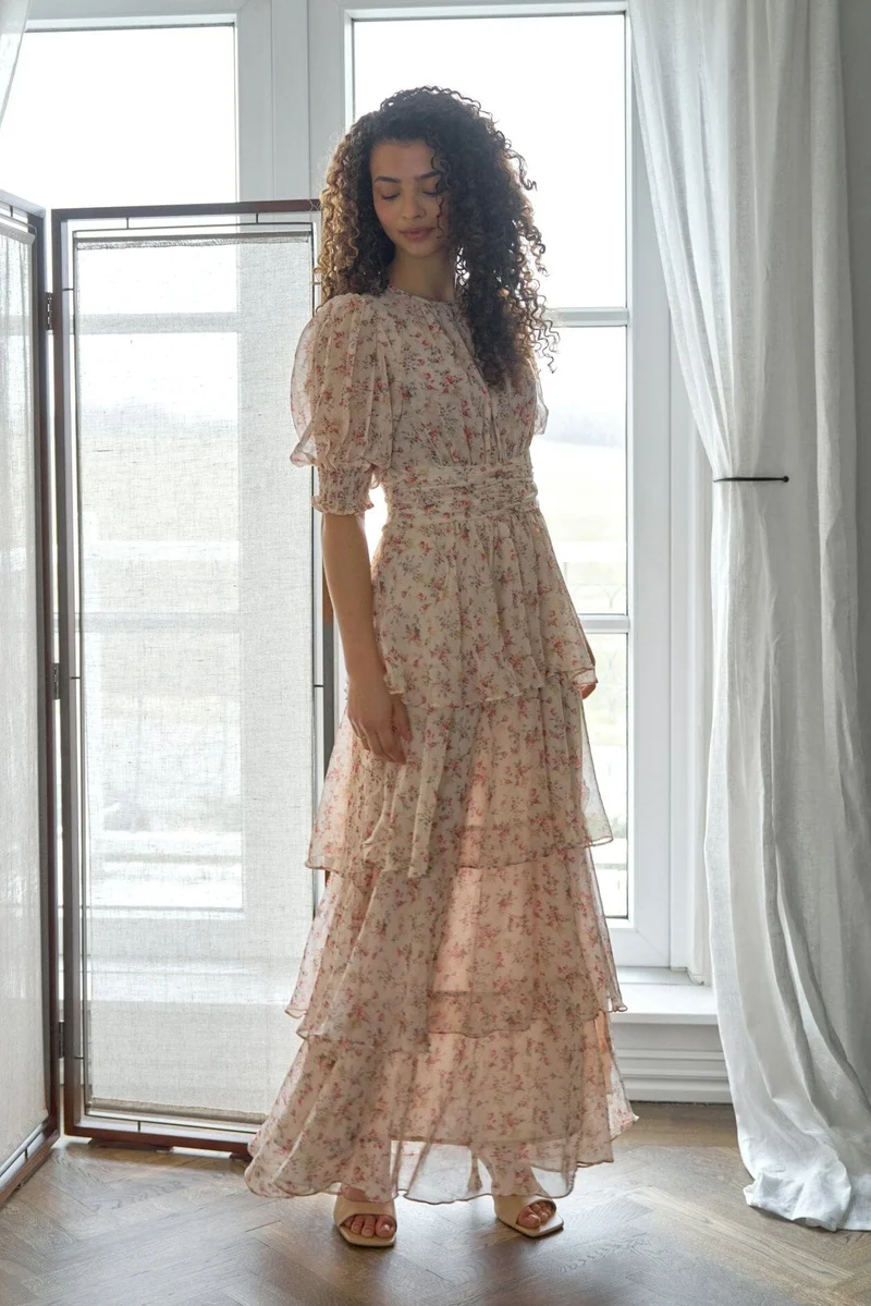 Neo Noir - Sable Meadow Printed Dress 167707 - 122 - Creme