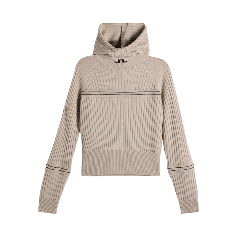 Hilda Knitted Rib Hoodie - Moonbeam