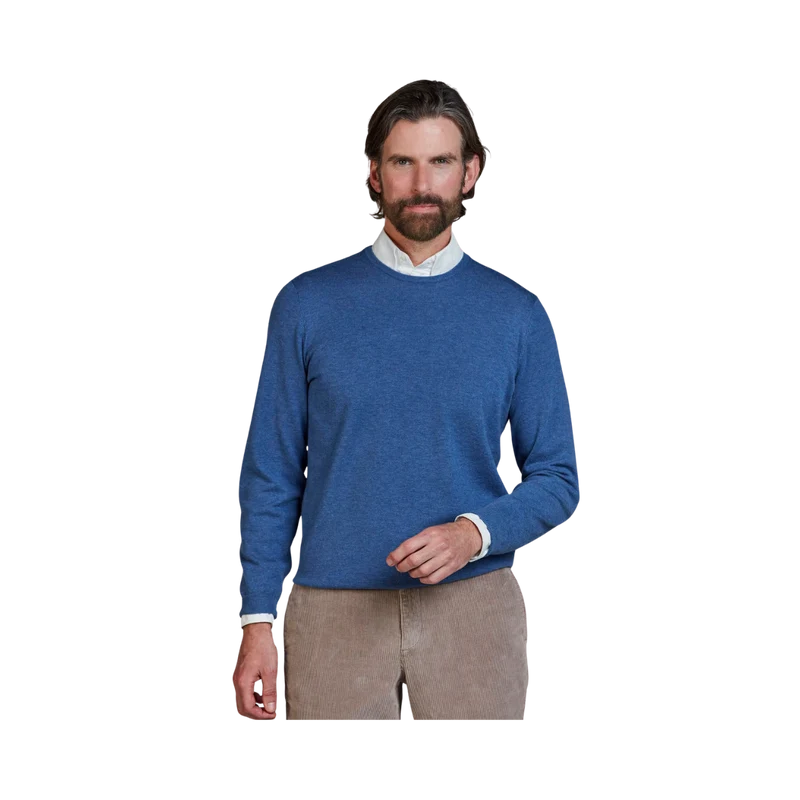 Crew Neck Knit E-Patch - Mid Blue
