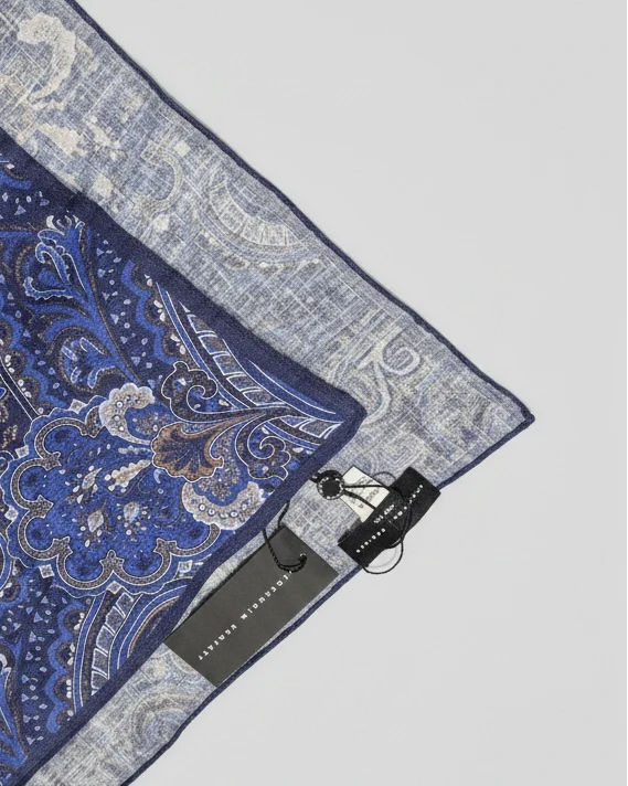 STHLM KRAVATT Handkerchief Linen Pailsey - Blue