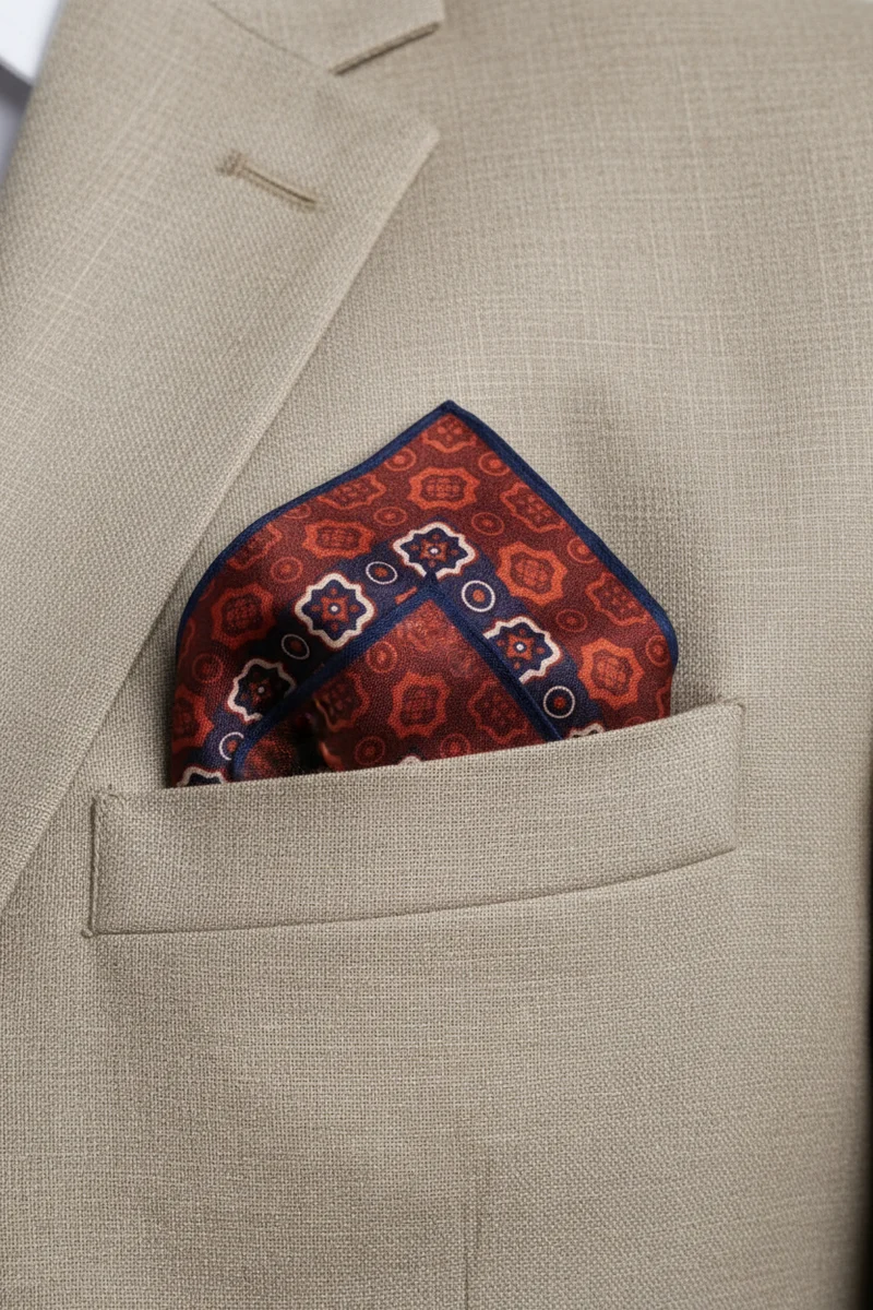 STHLM KRAVATT Handkerchief Silk Pattern - Red/Blue