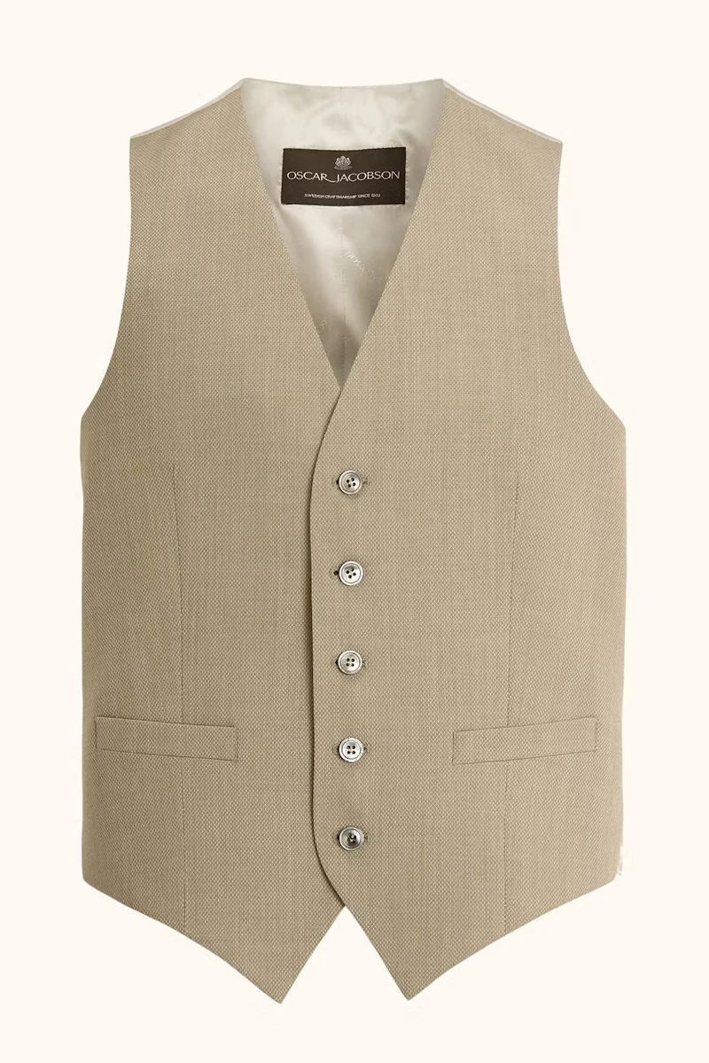 OSCAR JACOBSON Carlo Structured Waistcoat - Beige