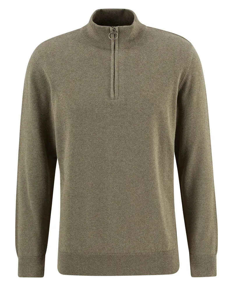 BARBOUR Cotton Quarter-Zip Jumper - Olive Marl