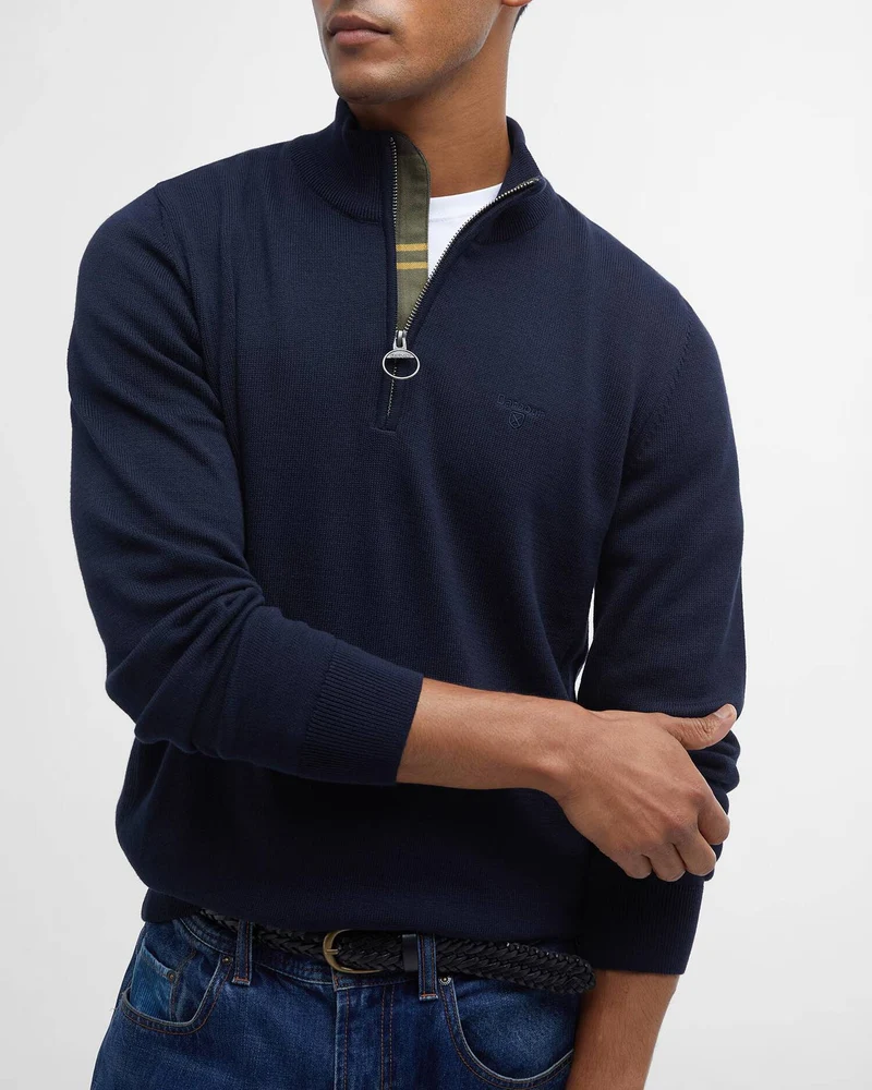 BARBOUR Cotton Quarter-Zip Jumper - Navy