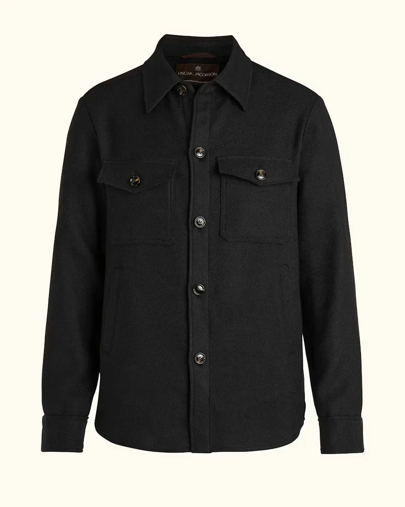 OSCAR JACOBSON Maverick Twill Overshirt - Black