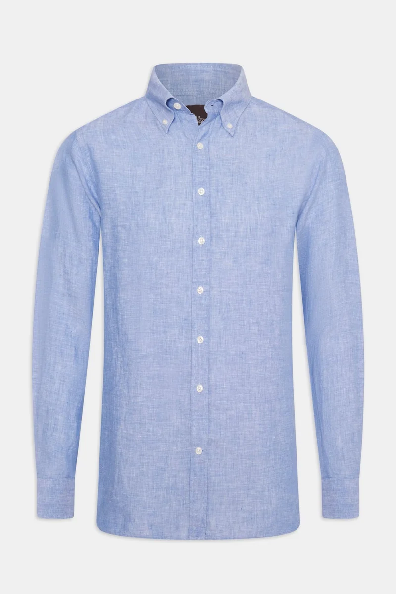 OSCAR JACOBSON Linen Shirt - Light Blue