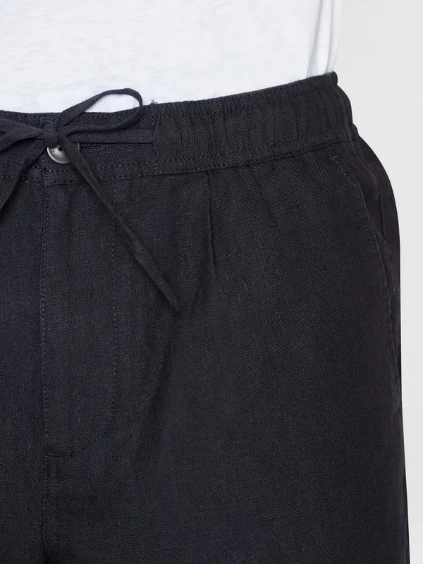 KNOWLEDGE COTTON APPAREL Loose Linen Shorts - Black