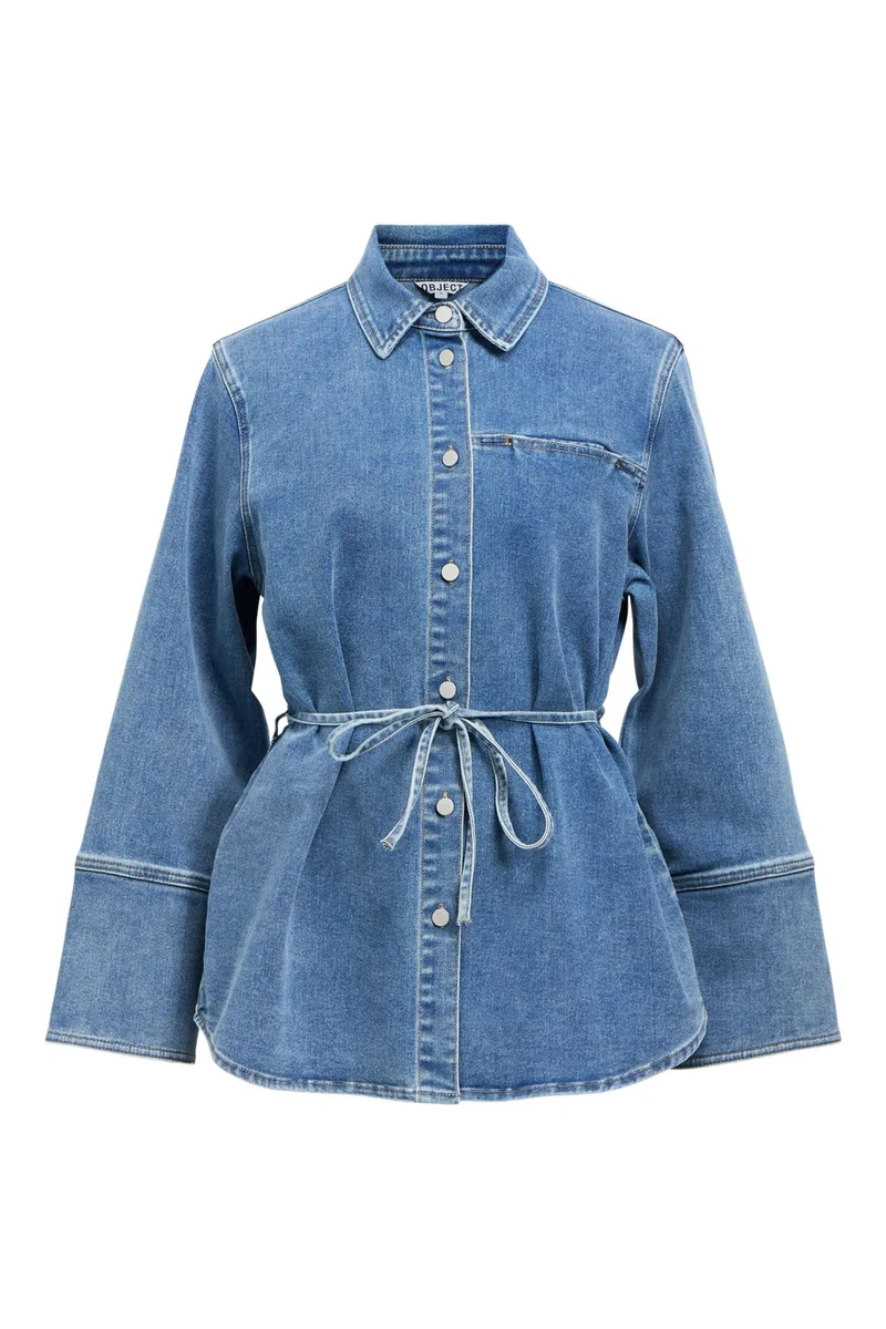Object - Objcaro L/S Lo Denim Shirt 144 - 4982946 Medium Blue Denim