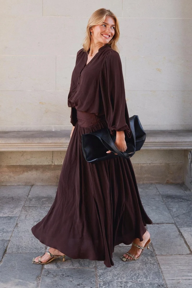 Neo Noir - Morien Woven Maxi Skirt 170488 - 676 - Dark Brown