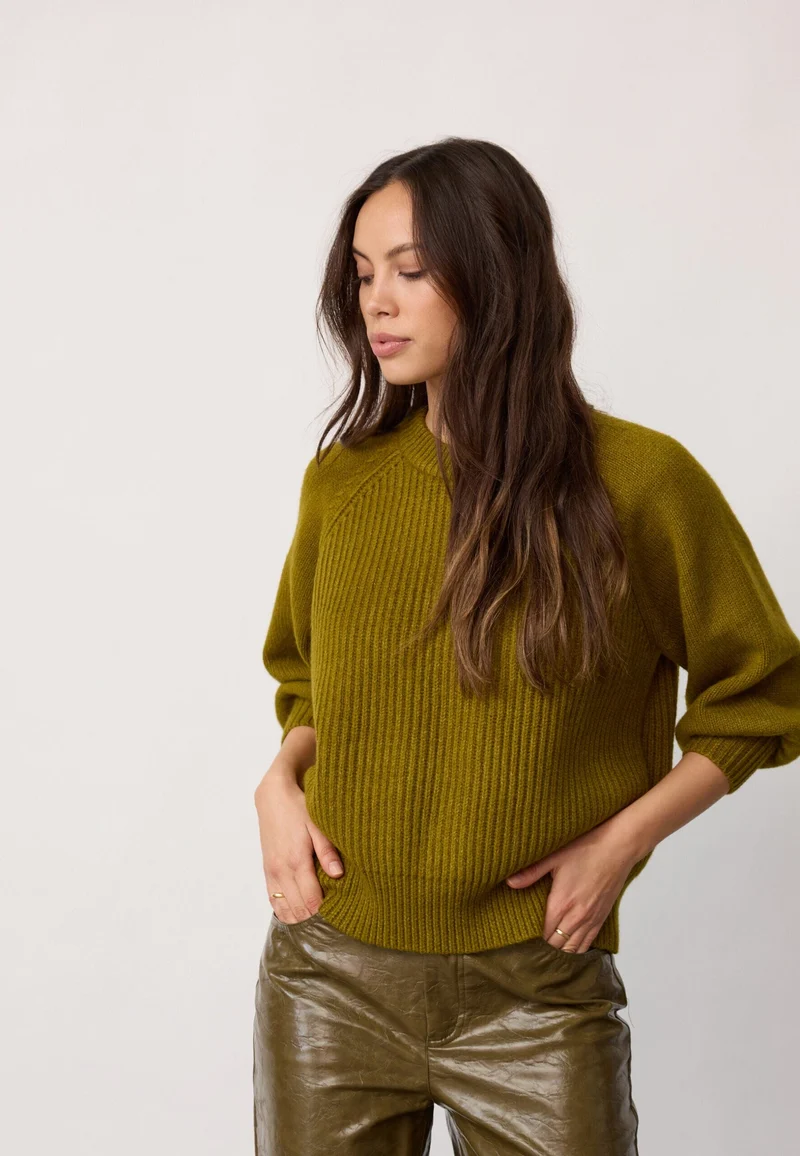 Co´Couture - Rowcc Puff Ss Rib Knit 500124 - 60007 - Fern Green
