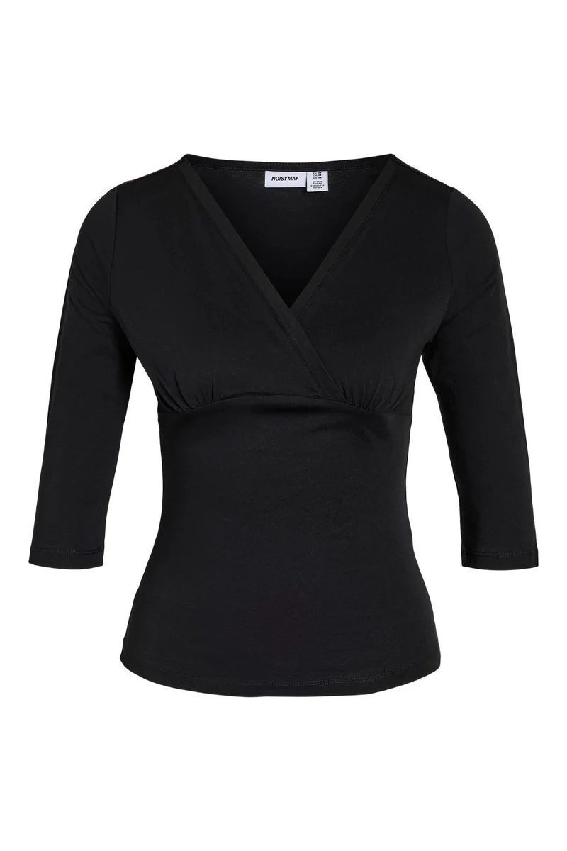 Noisy May - Nmjune 3/4 V-Neck Top - 5239150 Black