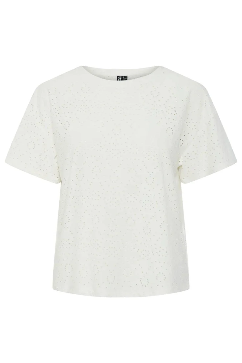 Pieces - Pcabby Ss Brod Ang Tee - 4640402 Cloud Dancer