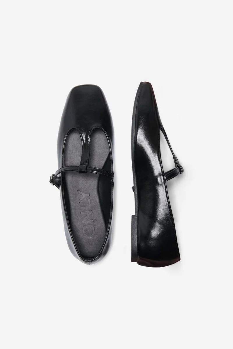 Only Shoes - Onlakira-8 Pu T-Strap Ballerina - 5064662 Black