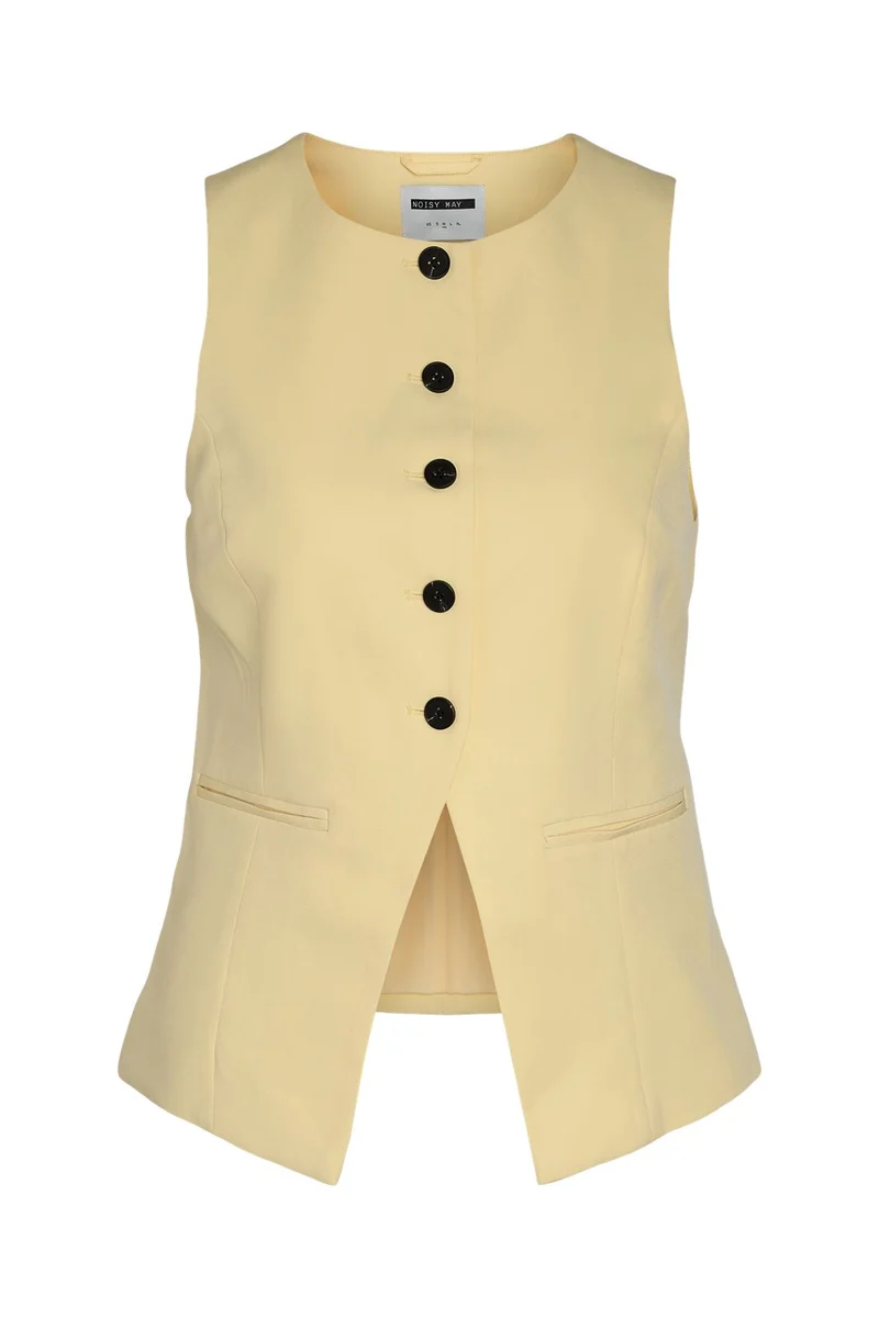 Noisy May - Nmmaile S/L O-Neck Waistcoat Fwd - 4980151 French Vanilla