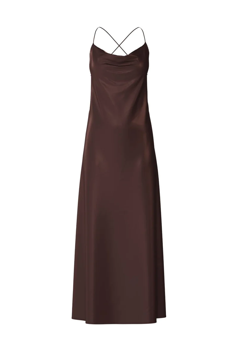 Object - Objsally Maxi Slip Dress - 5094700 Seal Brown
