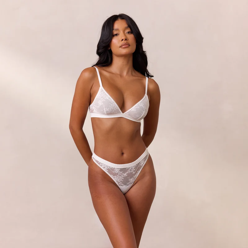 Lace Triangle Bralette - Vit