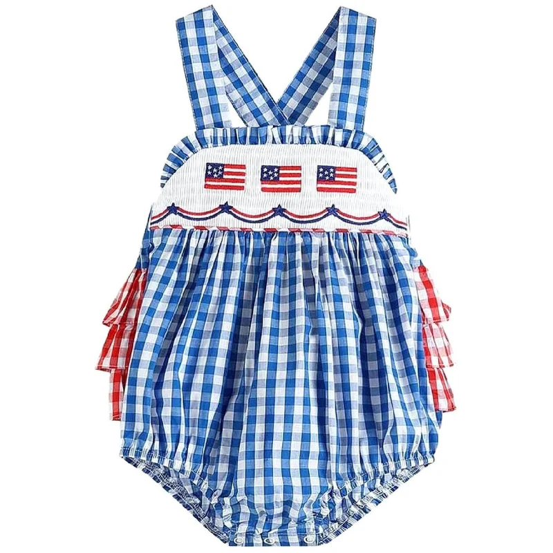 Baby Girls Patriotic Flag Romper
