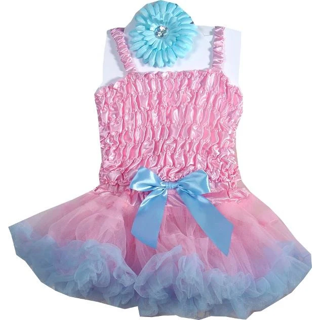 Baby Pettiskirt and Smocked Satin Top Set with Daisy Headband
